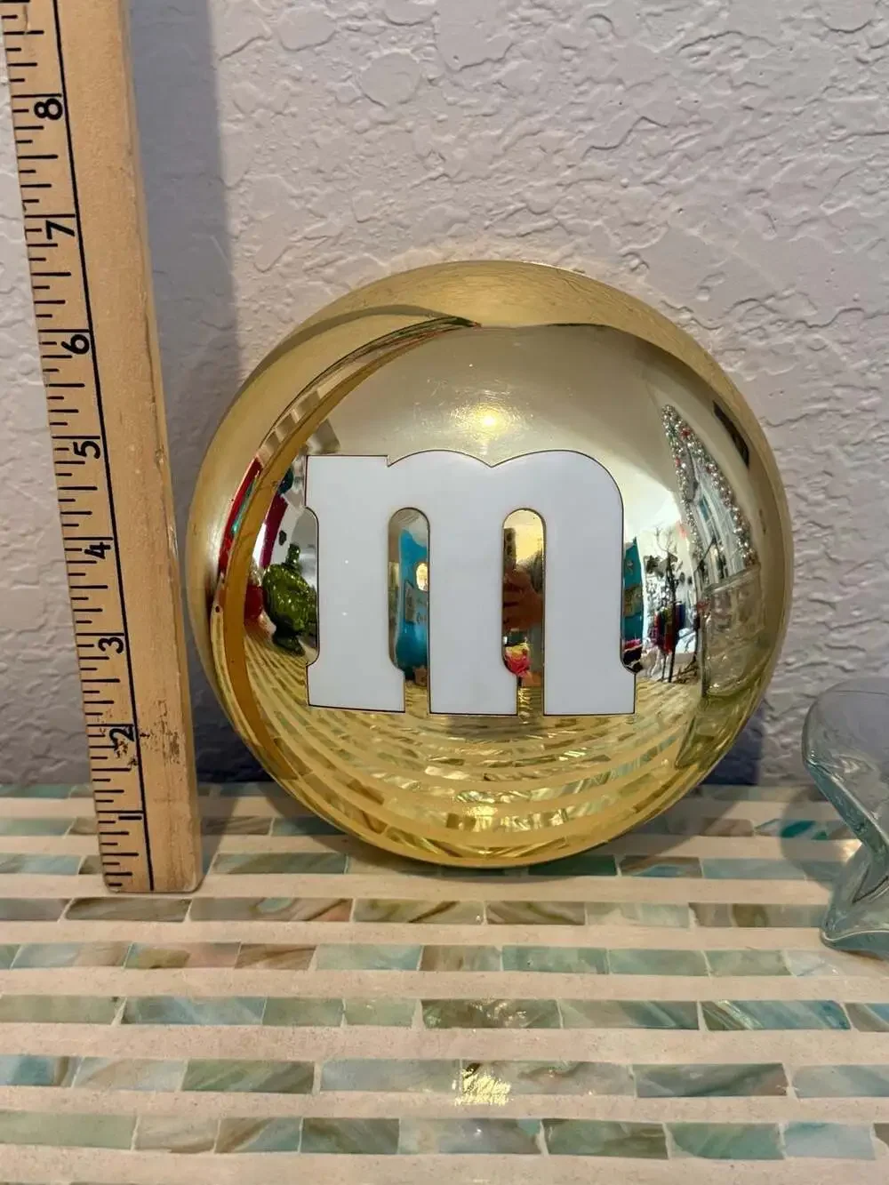 M&M Gold Plastic Candy Dish Container Bowl 6 Inch